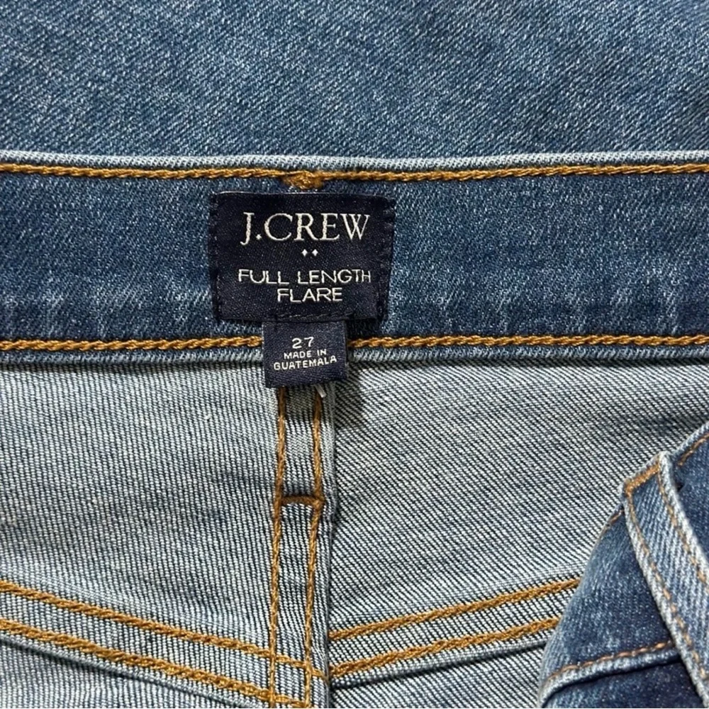 New J Crew Full Length Flare Jeans Button Fly‎ Medium Wash 27 Signature Stretch